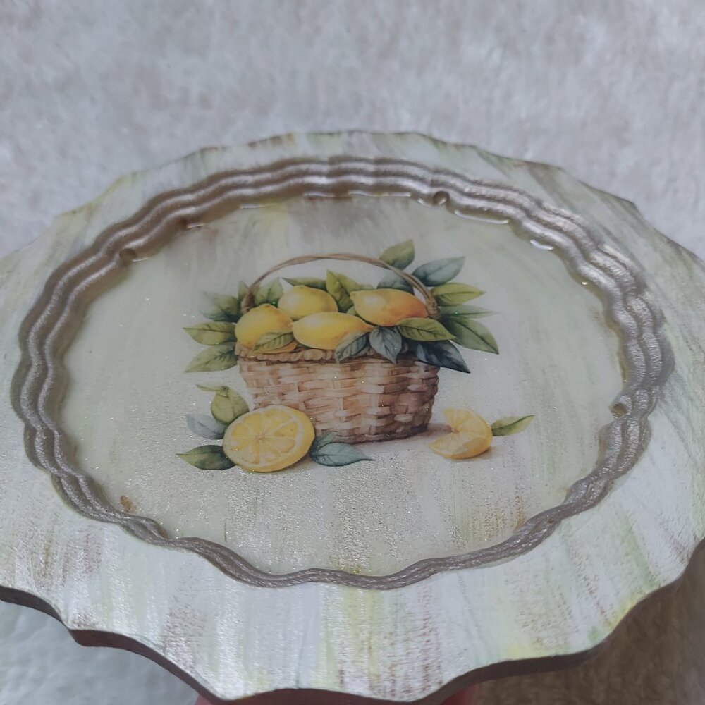 Handmade Lemon Basket Decorative Serving Tray Platter - Picture 3 of 5
